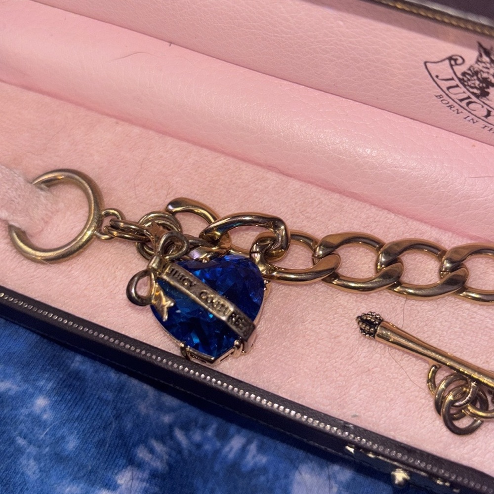 Juicy Couture Gold Chain Bracelet with Blue Accent